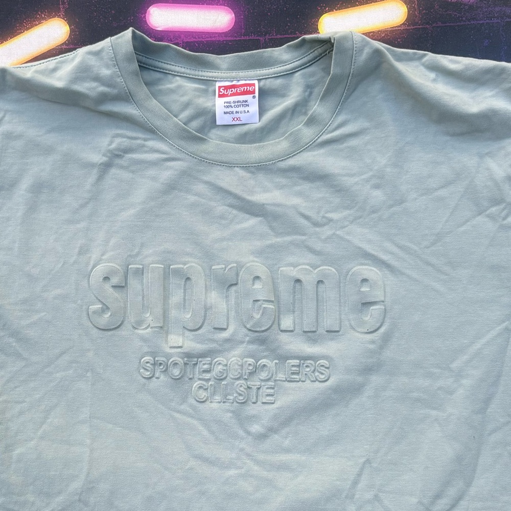 2000's-2010's Supreme Tonal Embossed Logo Tee size XXL Mint color